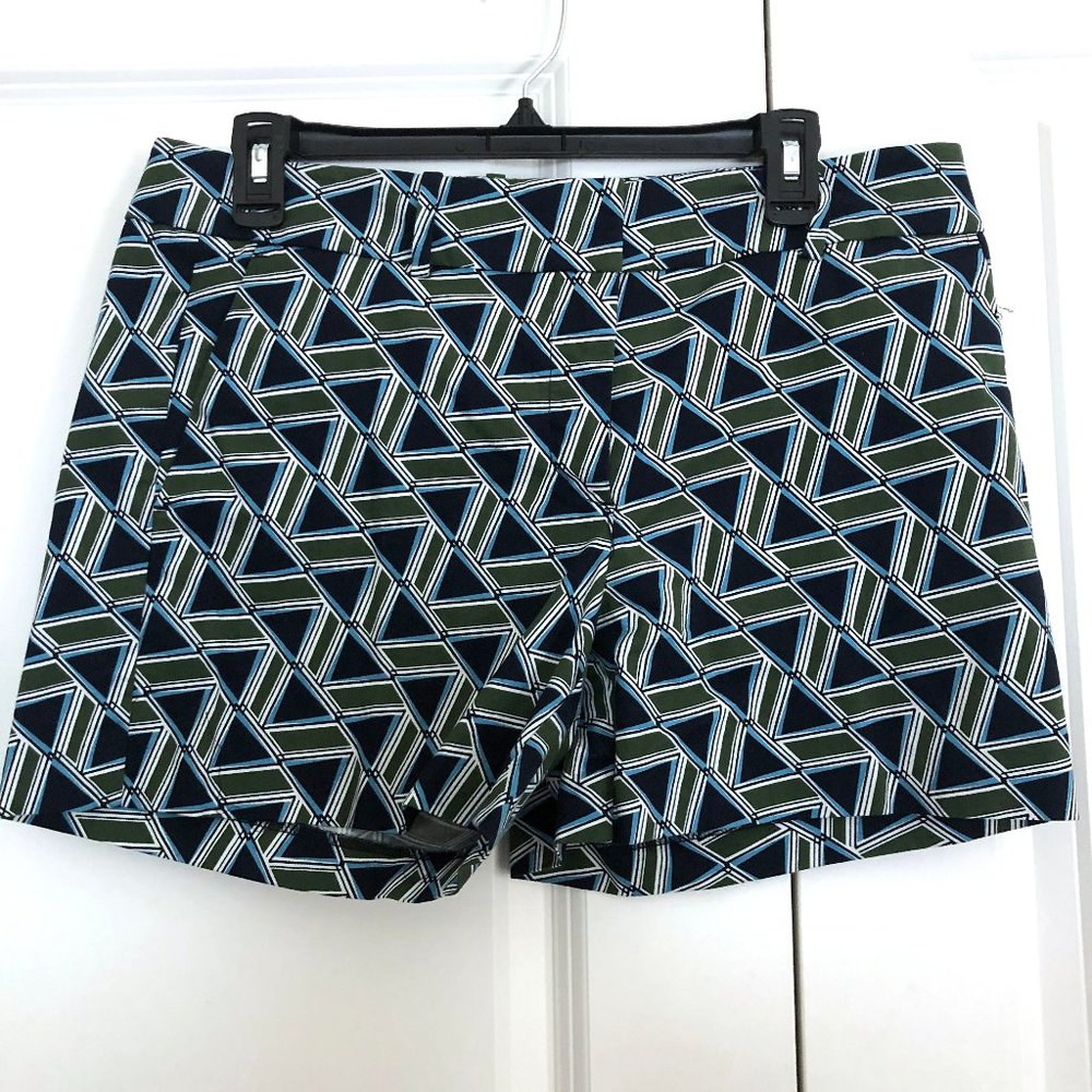 NWOT Ann Taylor Factory Green and Blue Geometric Print Shorts